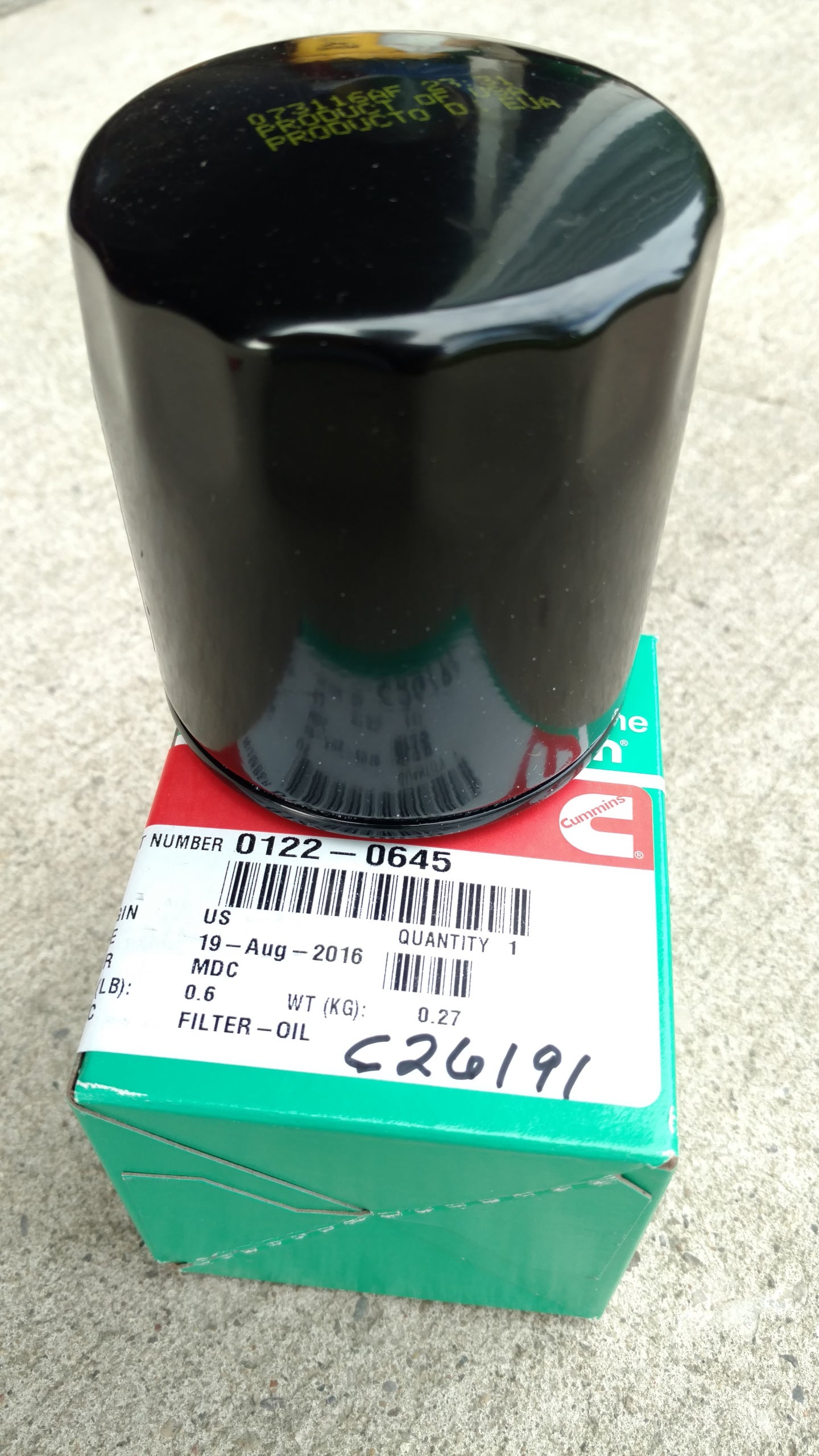 C26191 OIL FILTER ONAN 122-0645