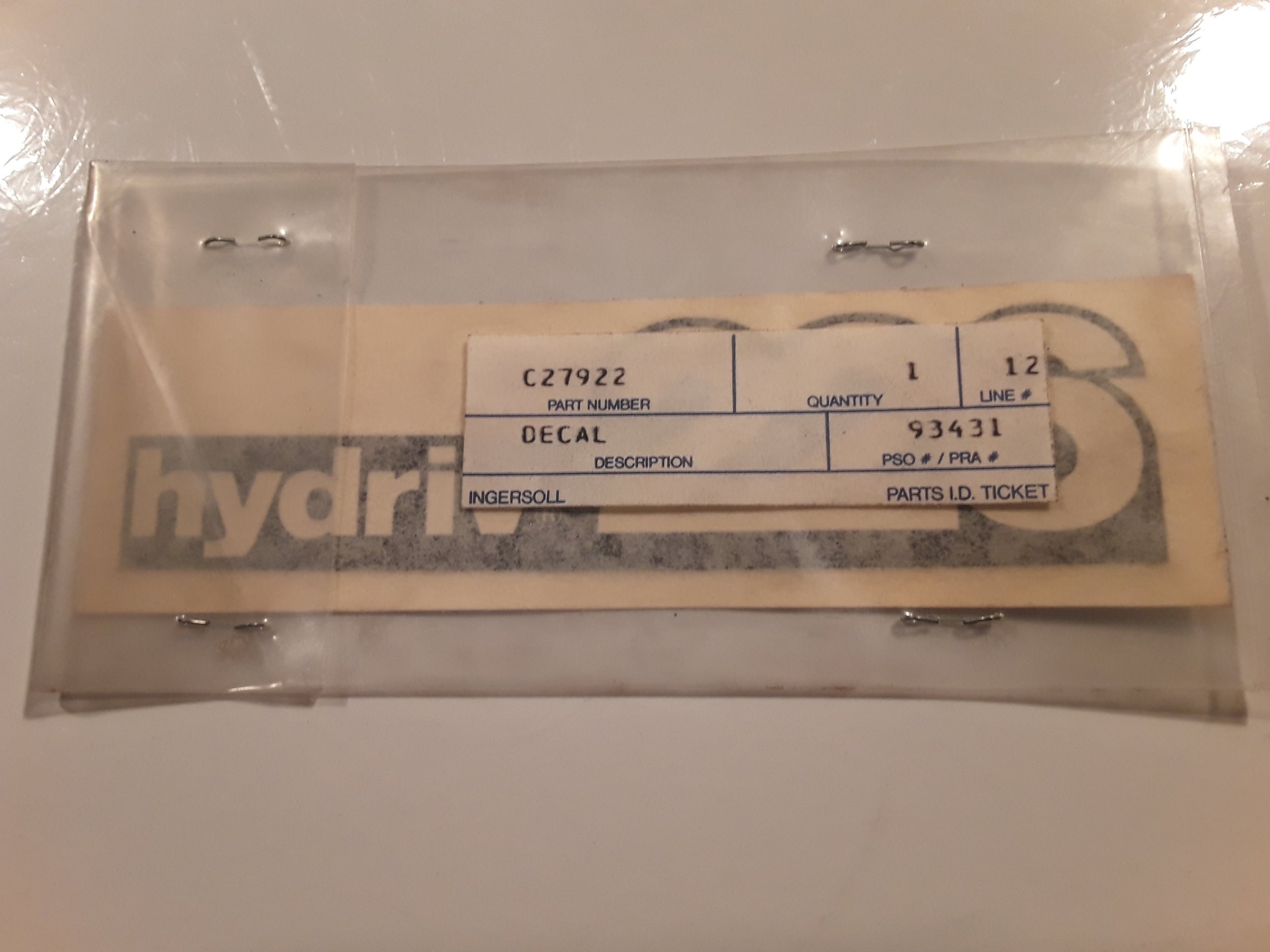 C27922 DECAL RH 226 HYDRIV