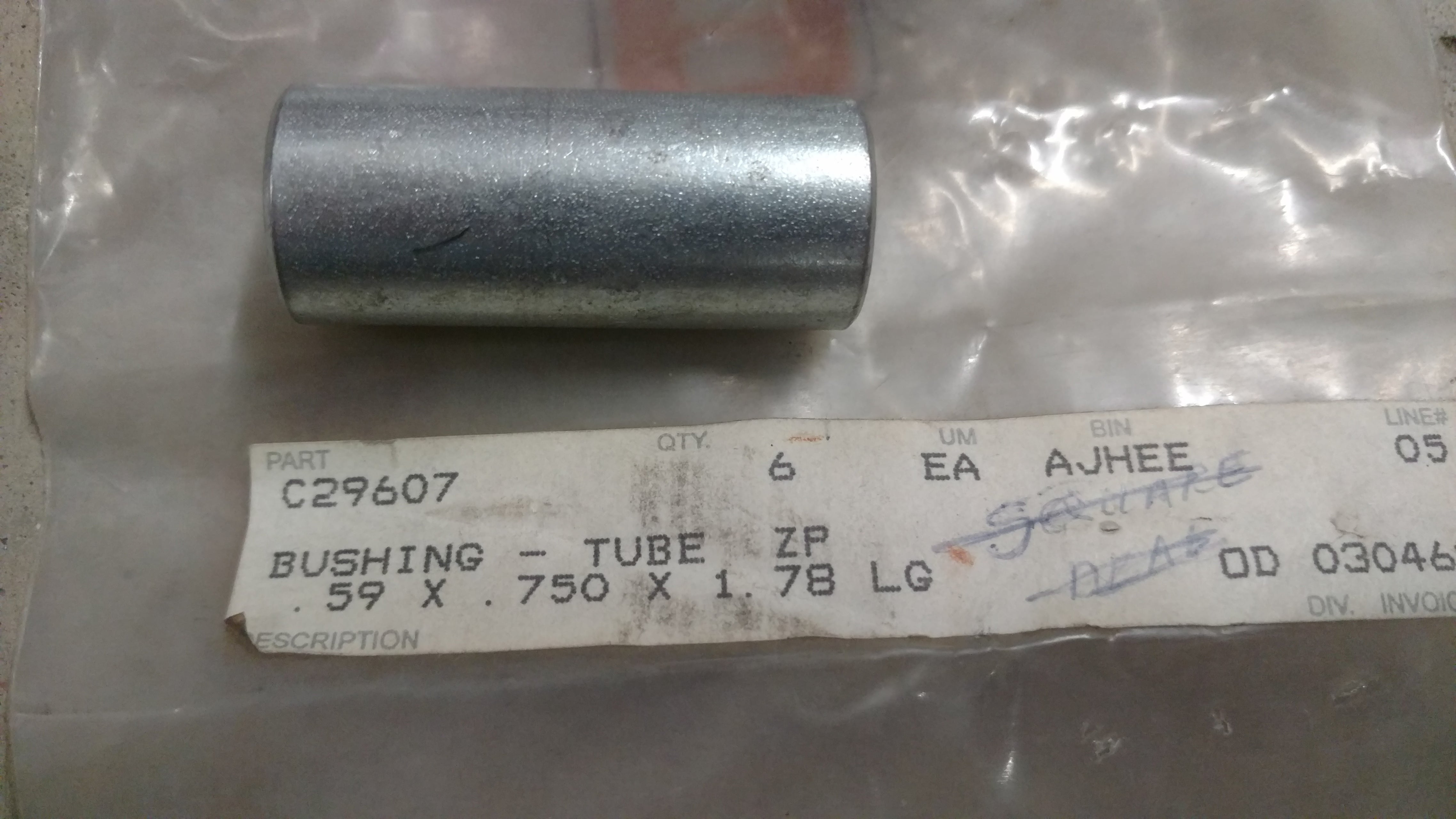 C29607 BUSHING - TUBE ZP.59x.750x1.78LG