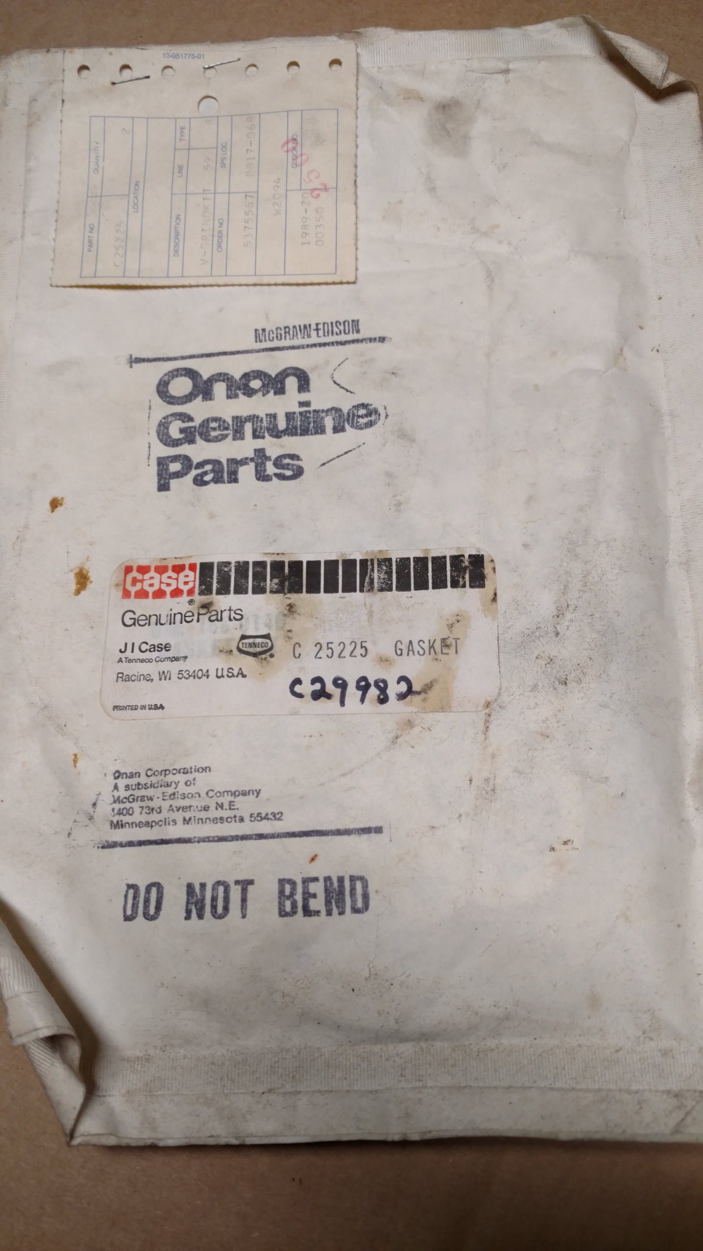 C29982 GASKET SET ONAN 168-0189