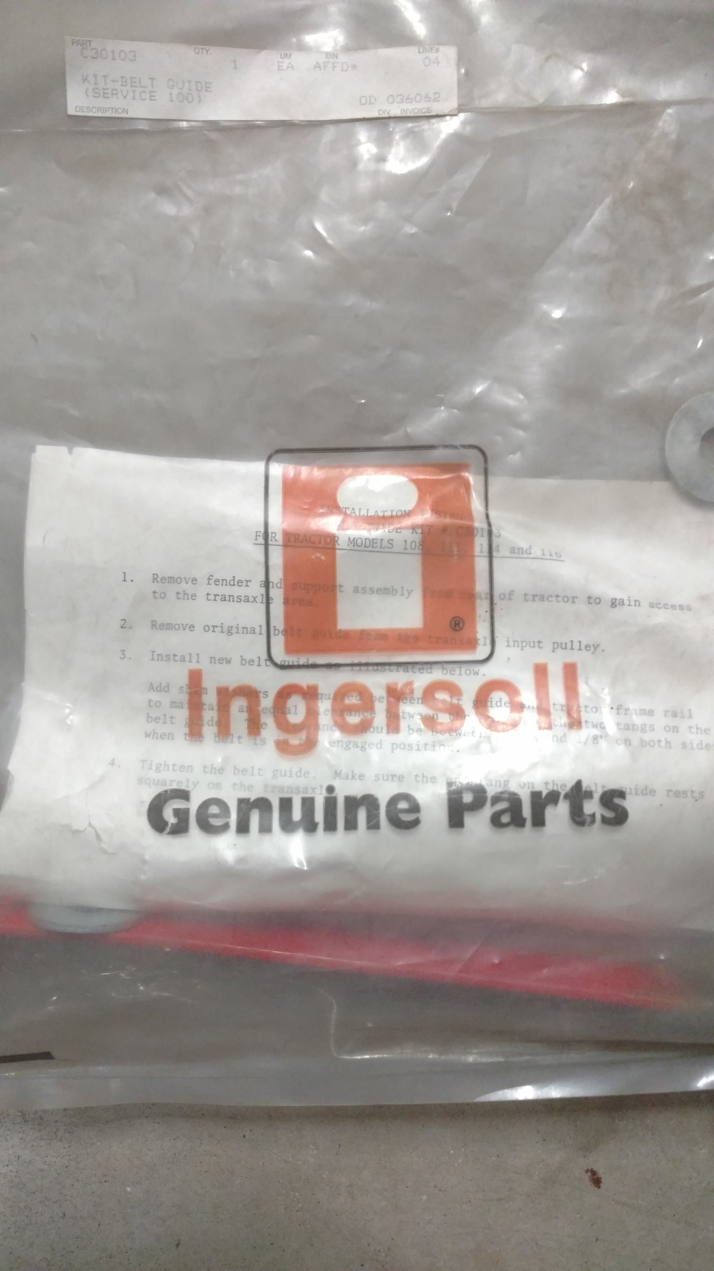 C30103 KIT - BELT GUIDE (SERVICE 100)