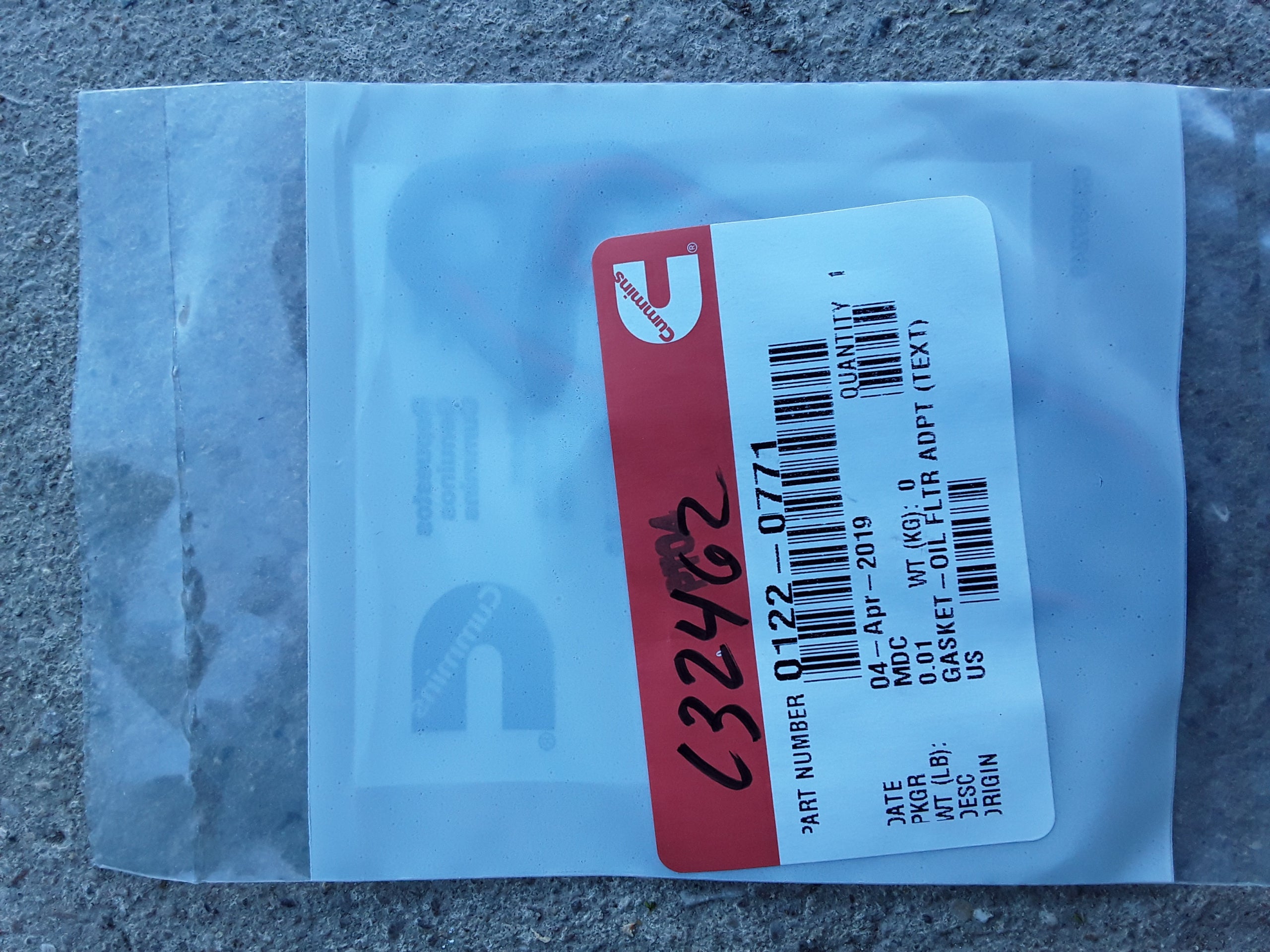 C32462 GASKET - OIL FILTER ADAPTOR - ONAN 122-0771 C20330 122A-321