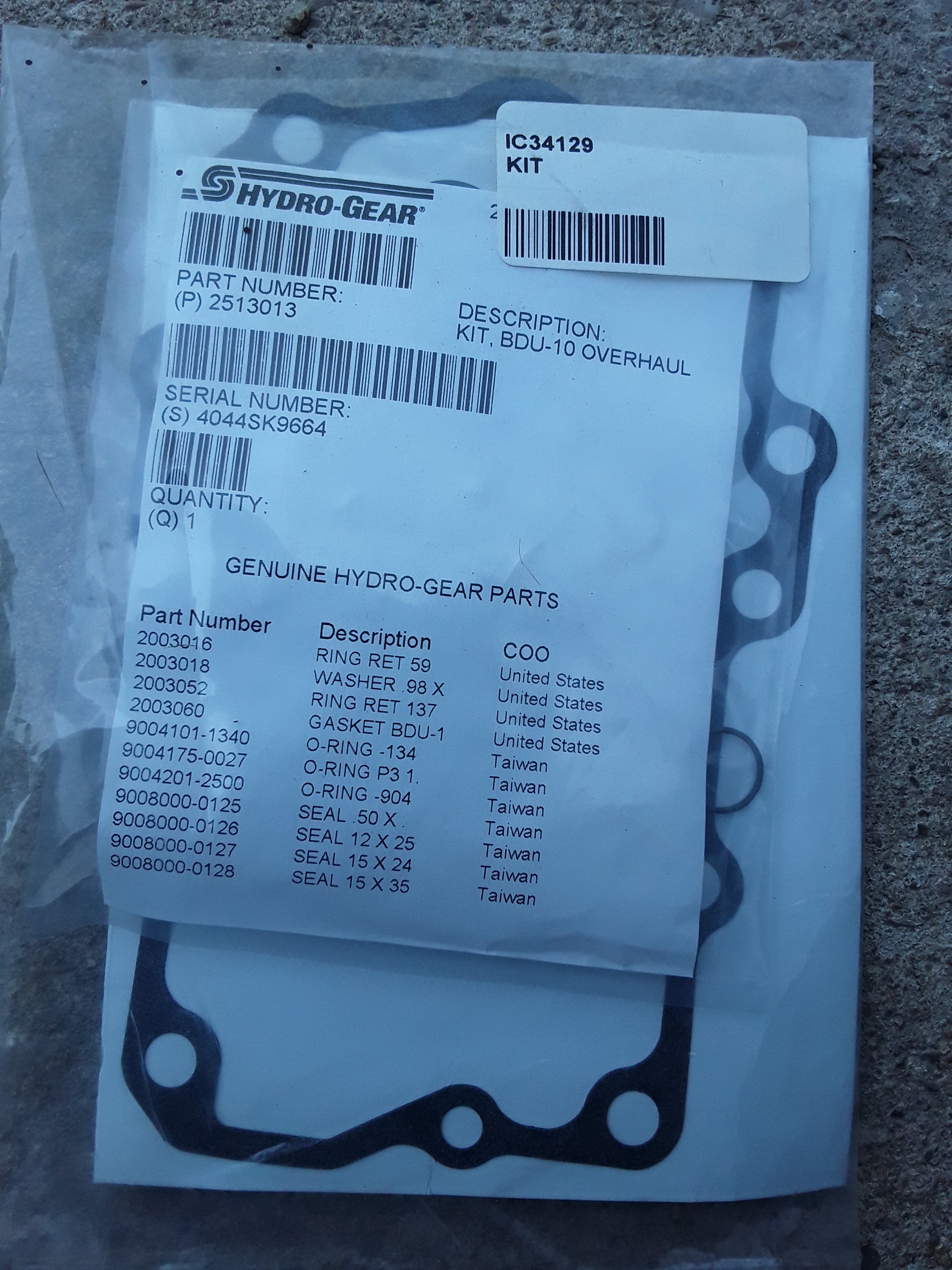 C34129 SEAL KIT- (C45398 / C45399)