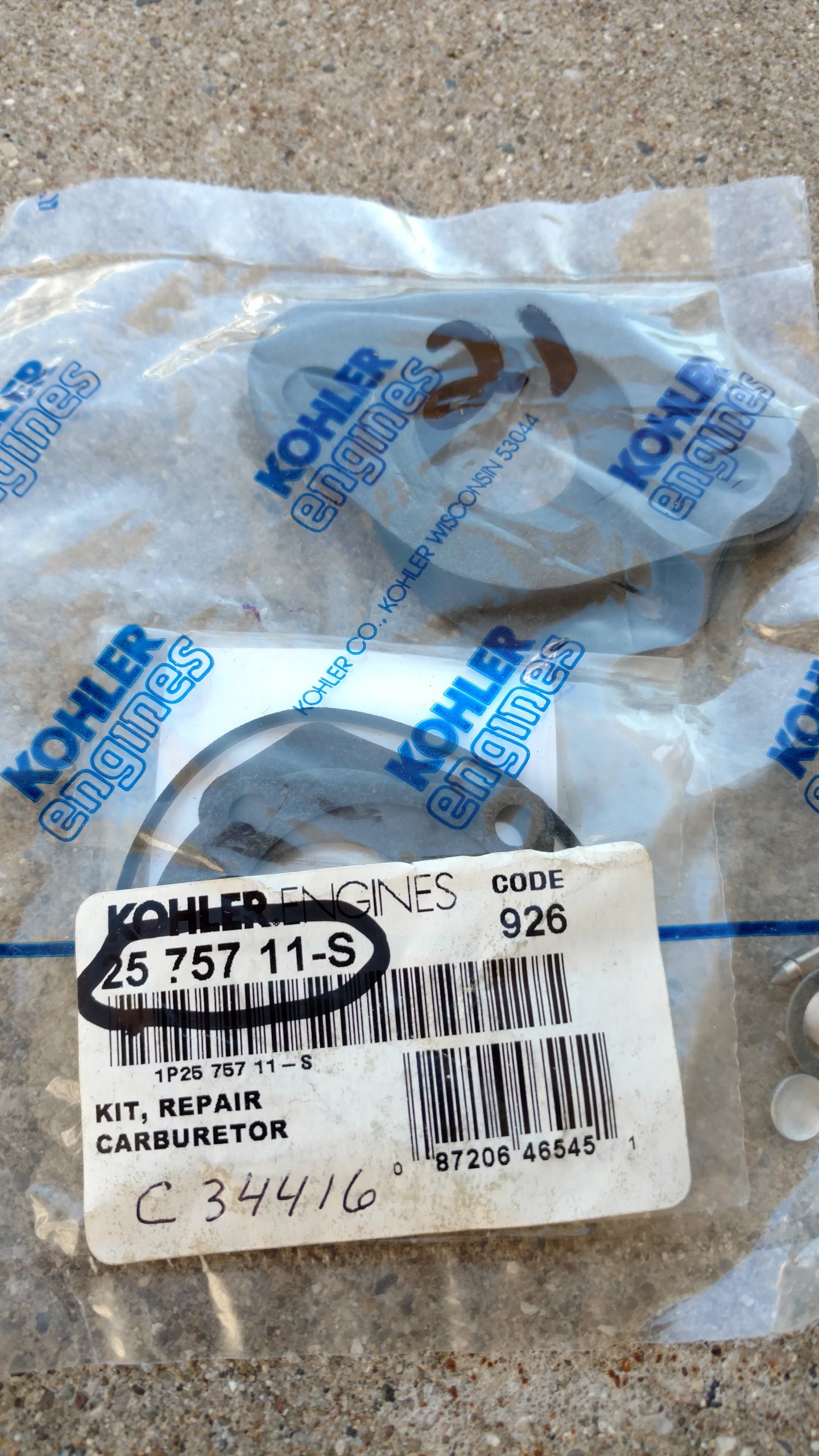 C34416 USE 2575711S KOHLER CARB KIT