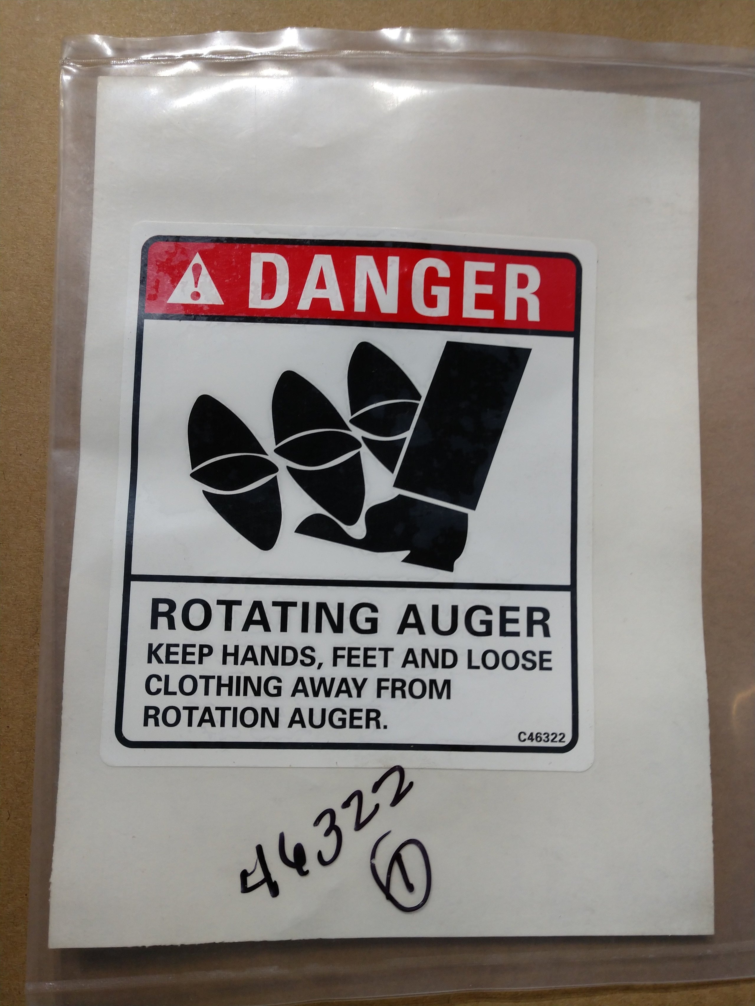 C46322 DECAL - ROTATING AUGER SB48 SB38 321-4199