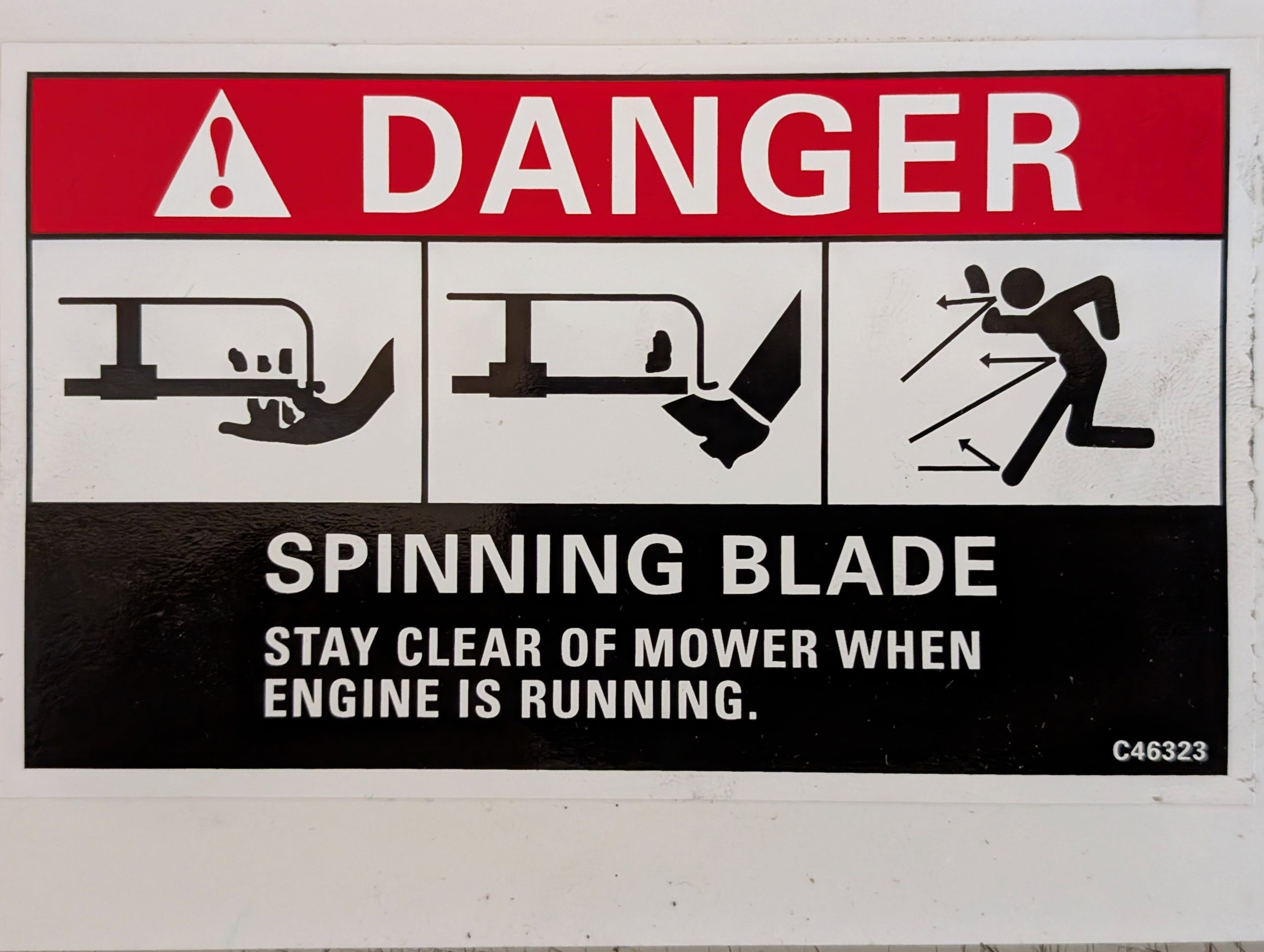 C46323 DECAL - DANGER SPINNING BLADE C37491