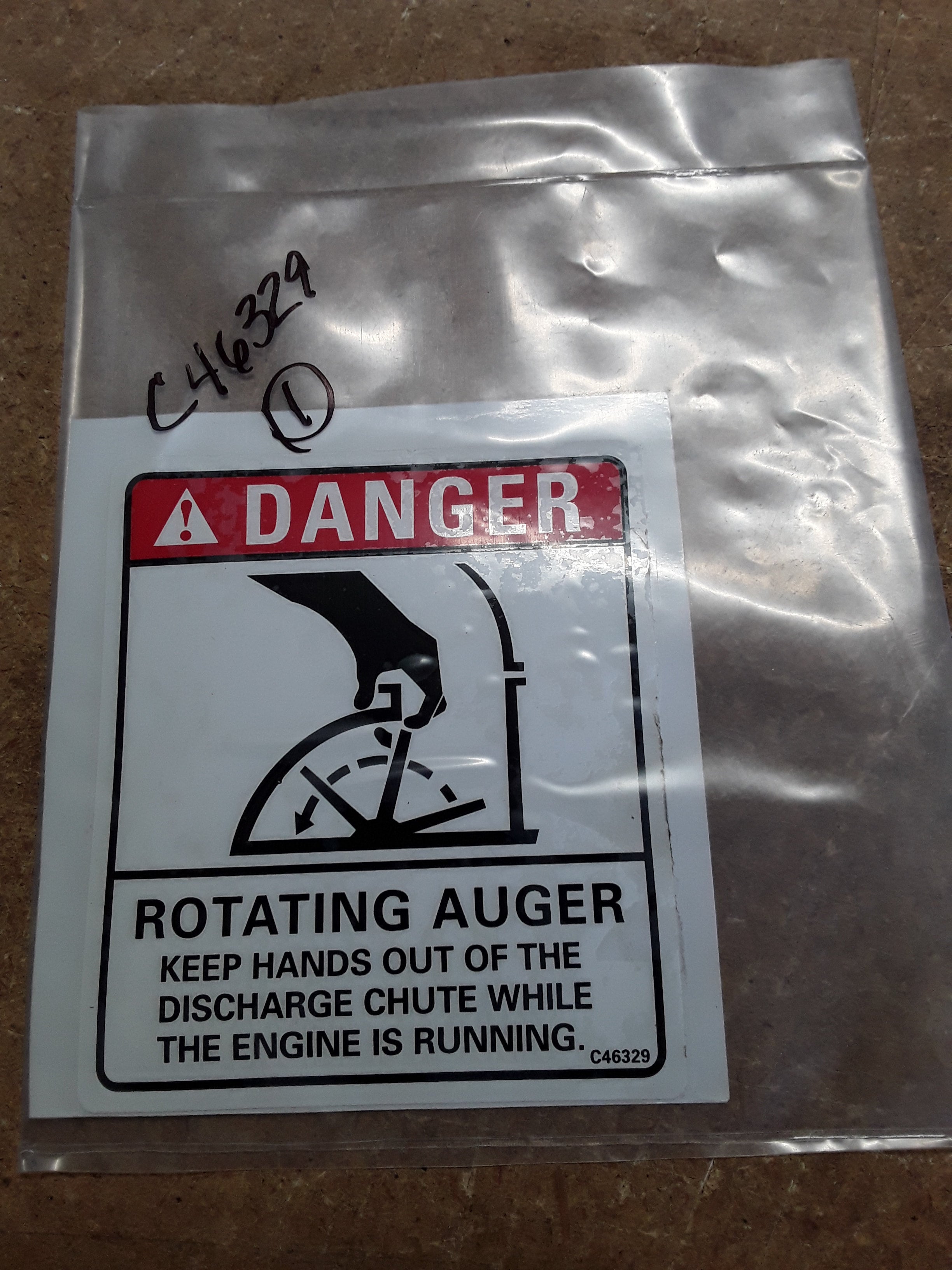 C46329 DECAL - DANGER DISCHARGE CHUTE