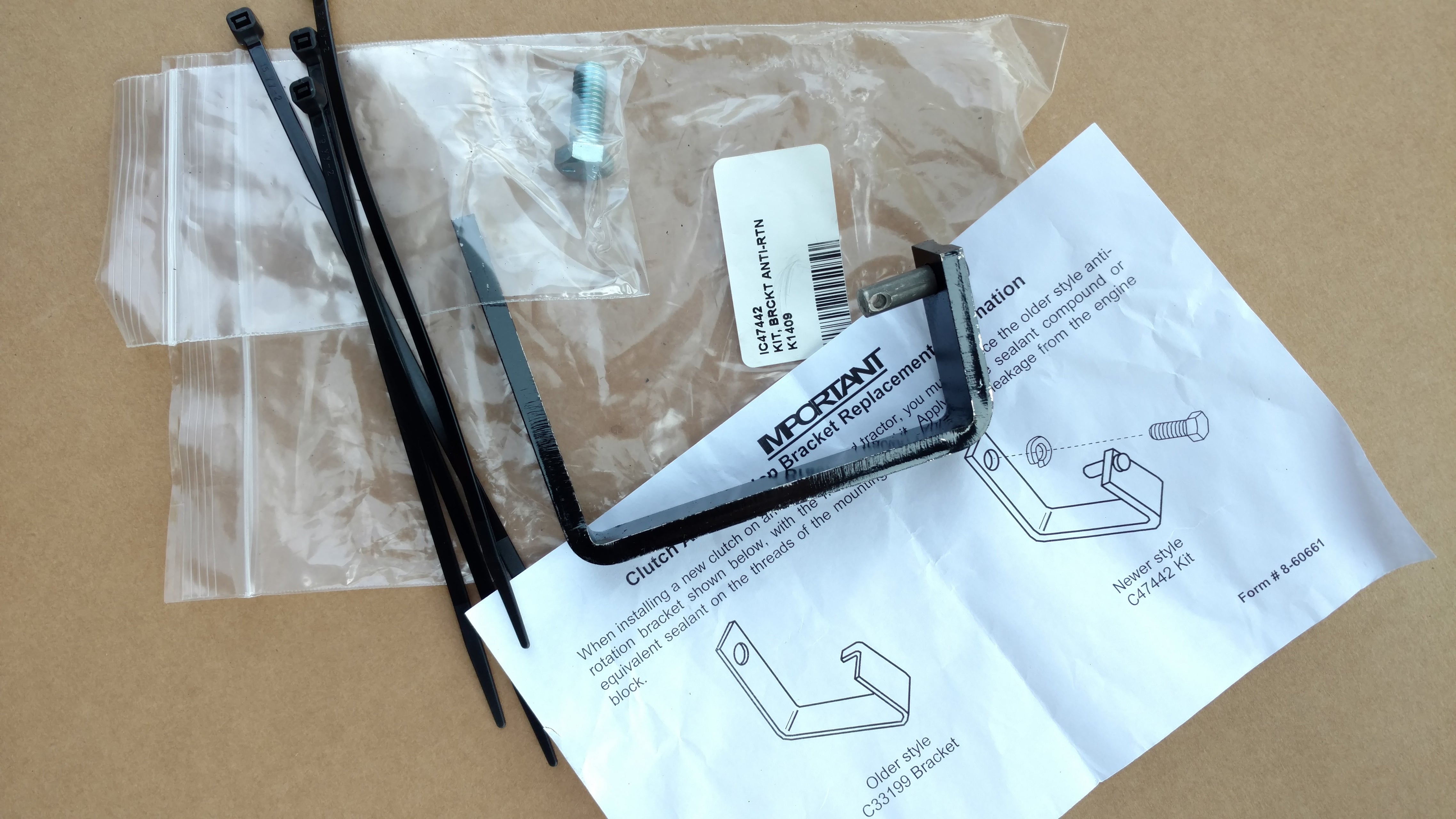 C47442 ANTI ROTATION BRACKET - C33199 REPLACEMENT C47422