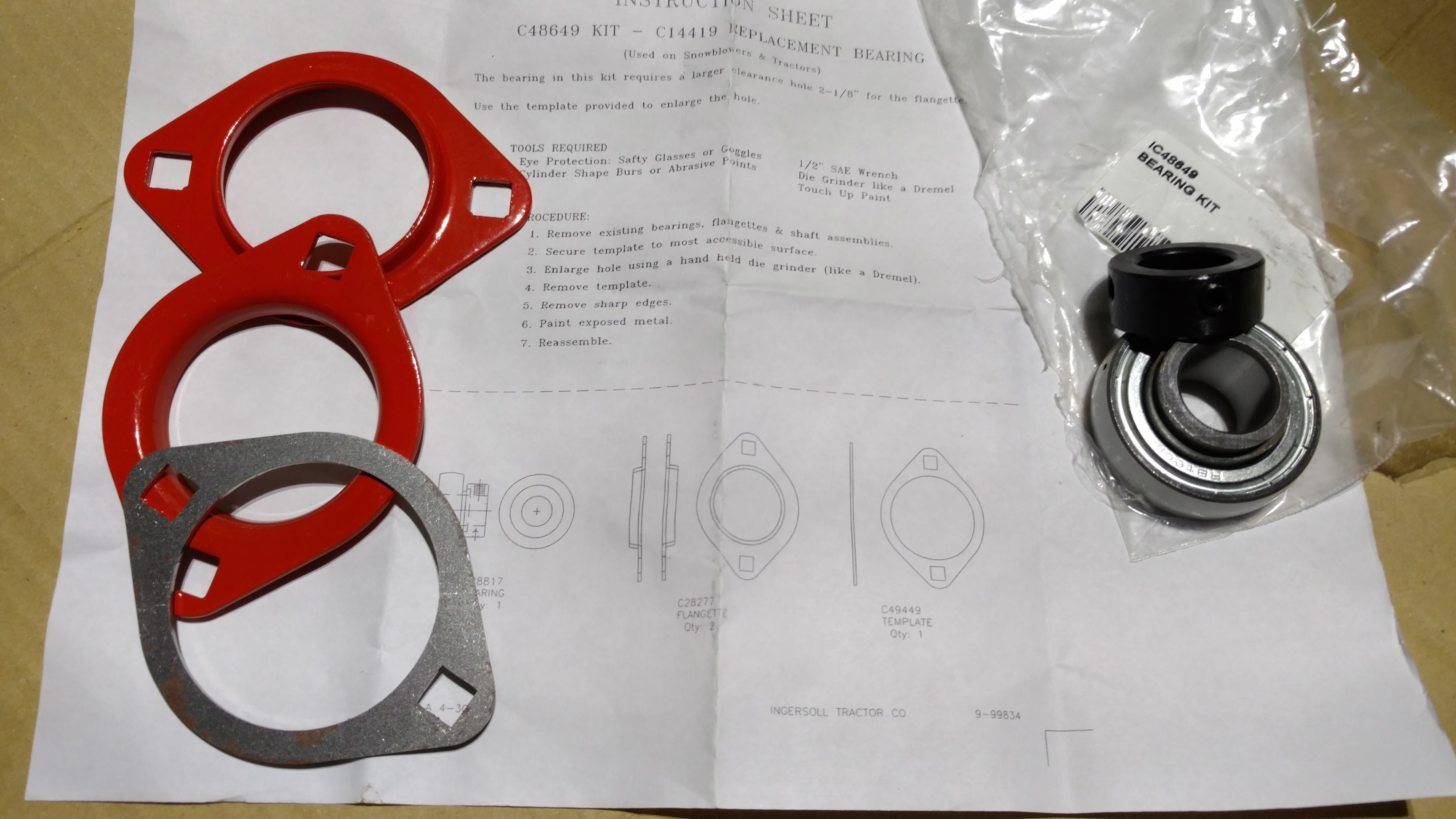 C48649 - BEARING KIT SNOWBLOWER JACKSHAFT C14419 C21681