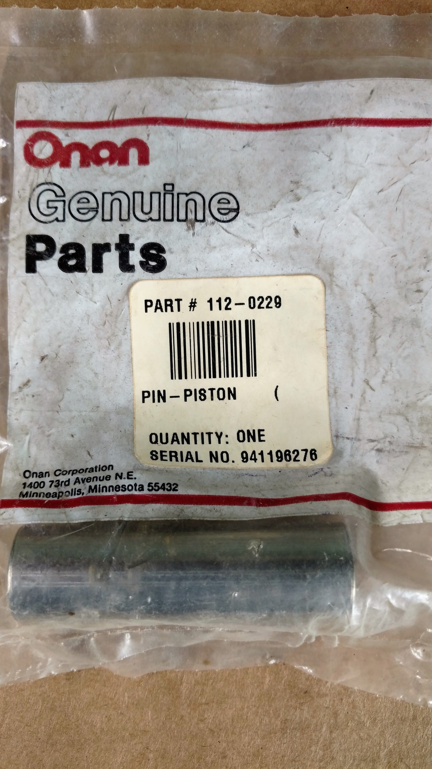 112-0229 WRIST PIN B & P SERIES - ONAN