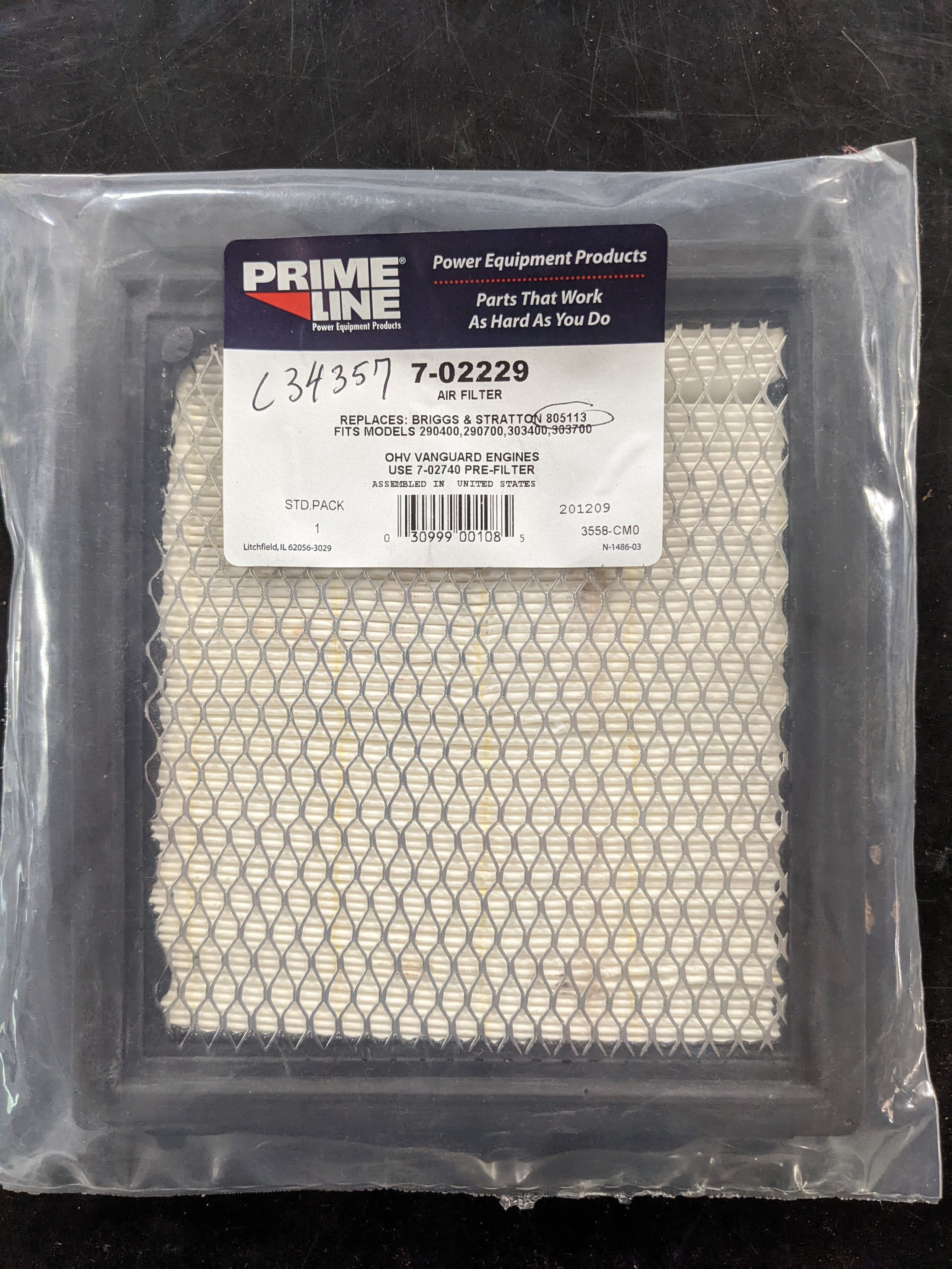 7-02229 AIR FILTER C34357 B/S 805113