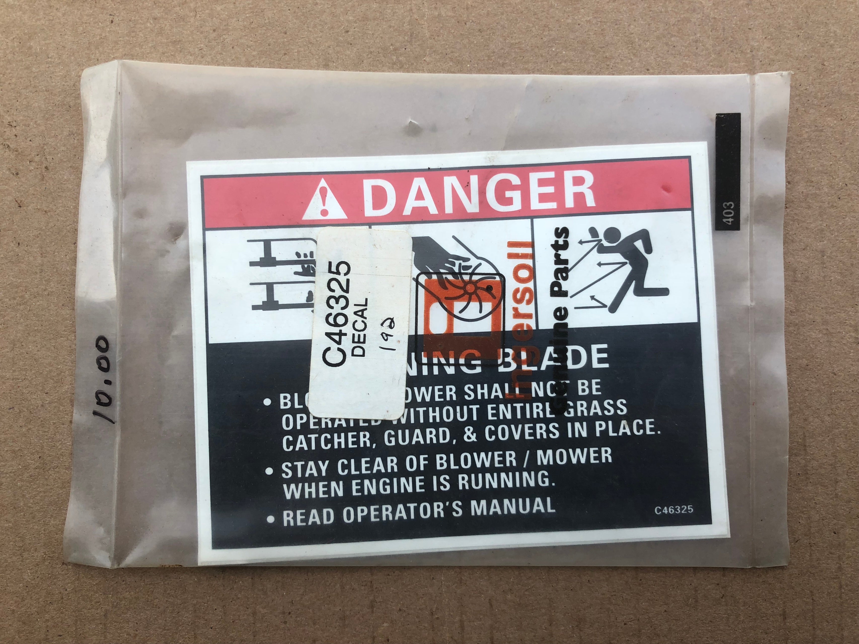 C46325 DECAL DANGER SPINNING BLADE