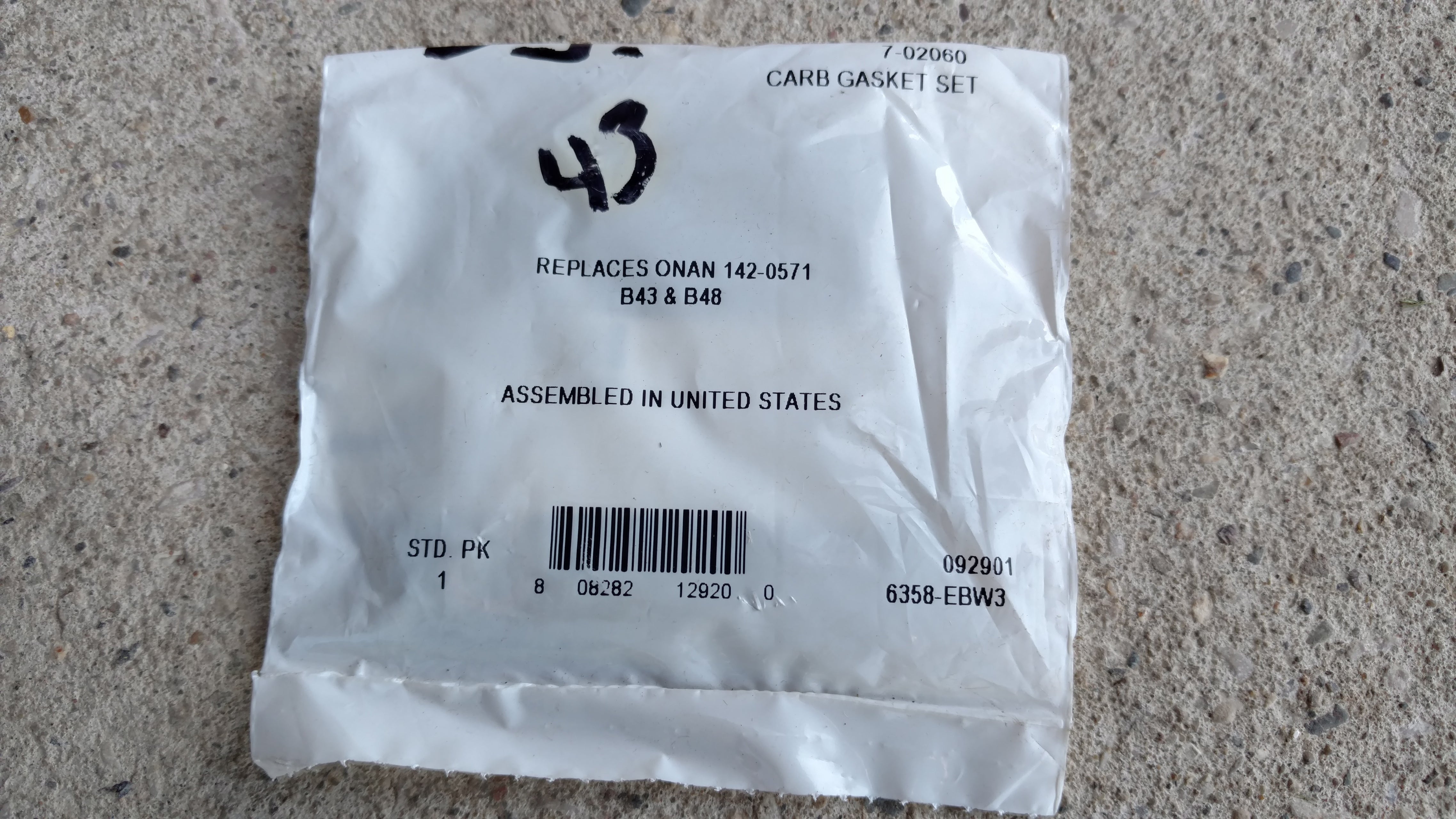 7-02060 CARB REPAIR KIT - ONAN 142-0571 / 142-0556 C24665